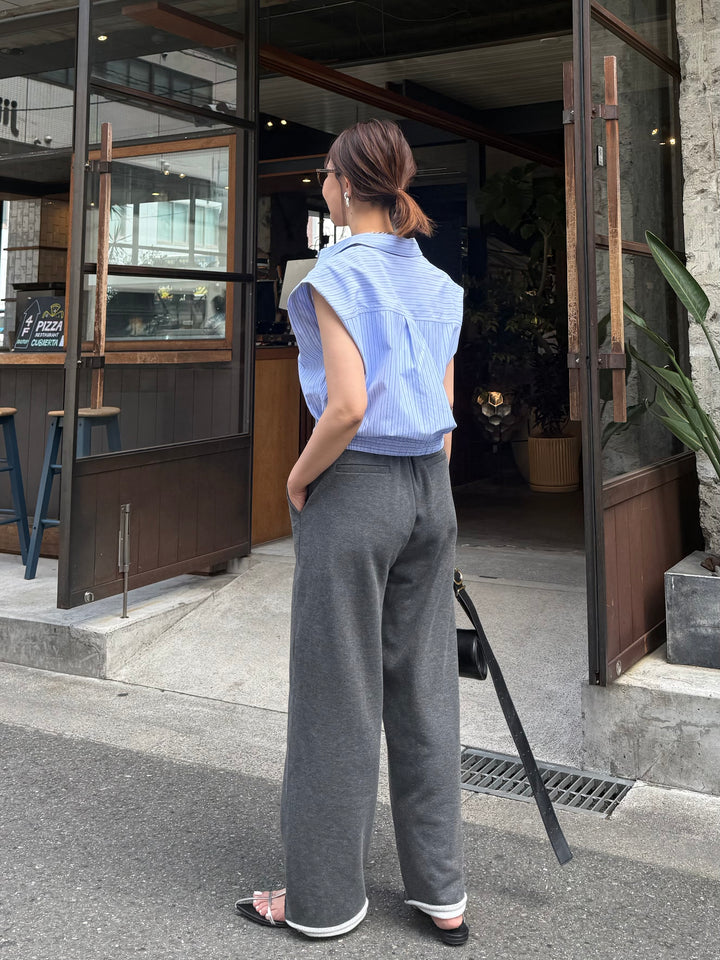 裏毛ピンタックパンツ / チャコール
