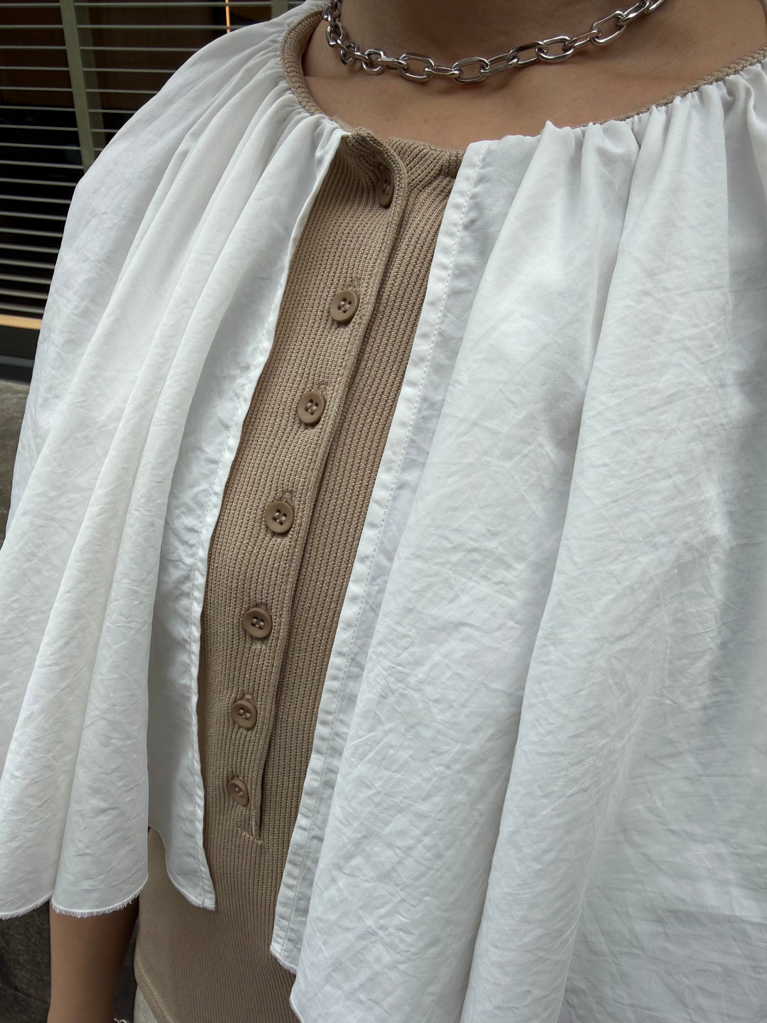 ケープドッキングリブトップス / ベージュ