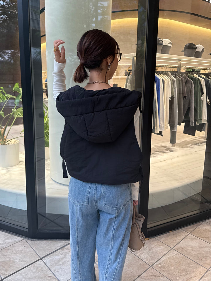 中綿フードベスト / ブラック