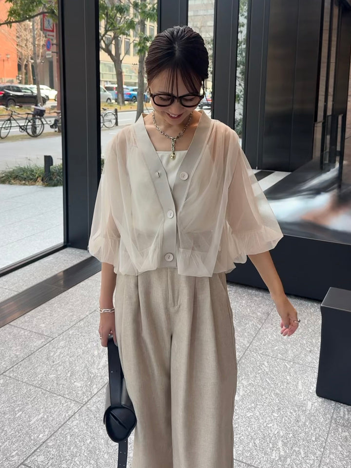 [新作300円OFF] 【予約】チュールシアーカーディガン / ベージュ(4月上旬発送予定)