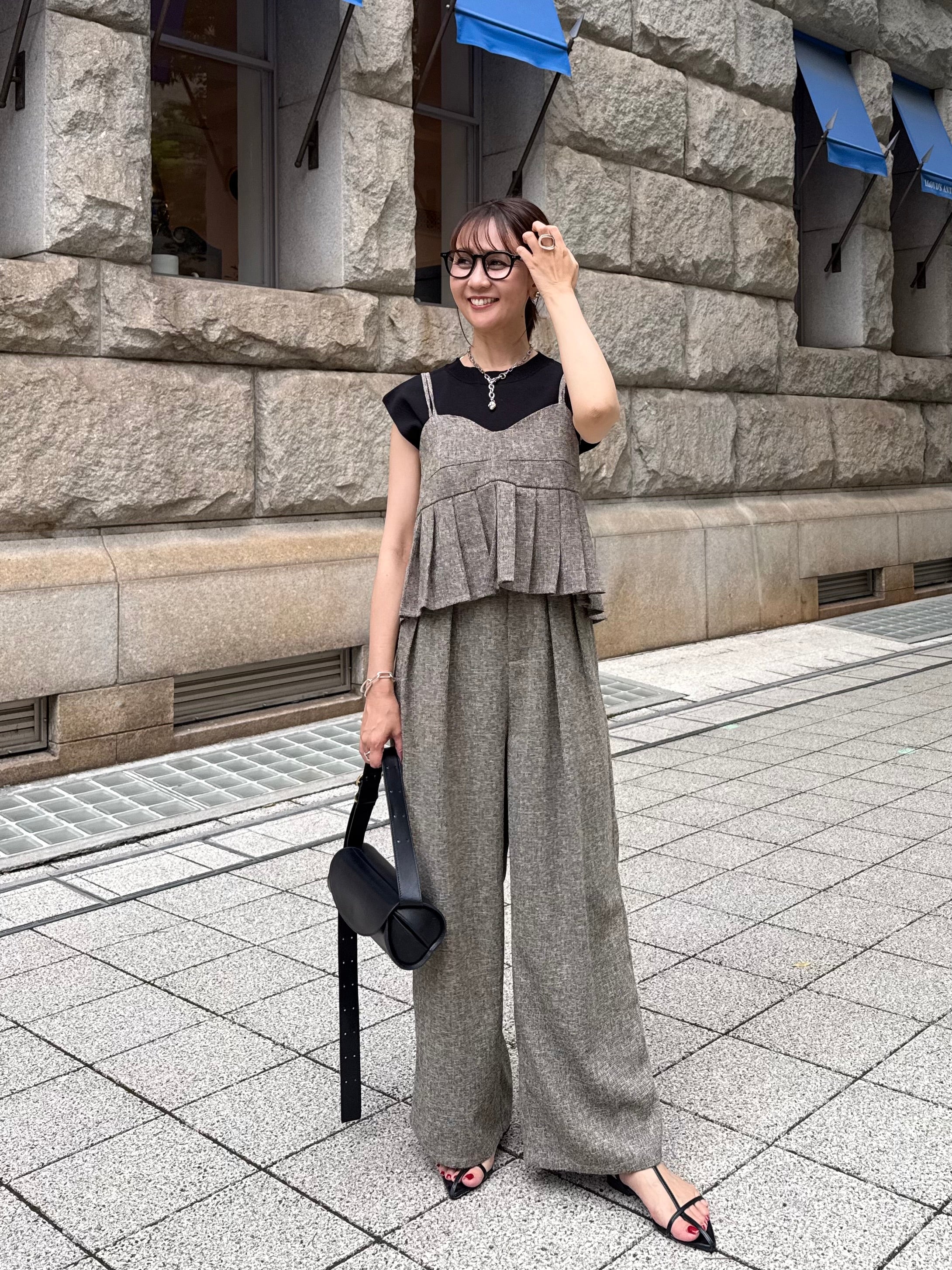 服*郎様 CELINE フィービー期 レイヤードヘム マルチカラー サマーウール 新作300円OFF]【予約】 [3点SET] サマーツイードプリーツキャミ