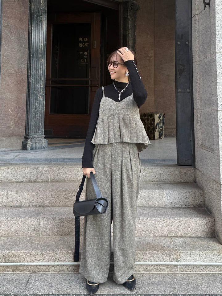 【予約】サマーツイードタックパンツ / ブラウン(2月中旬頃発送予定)