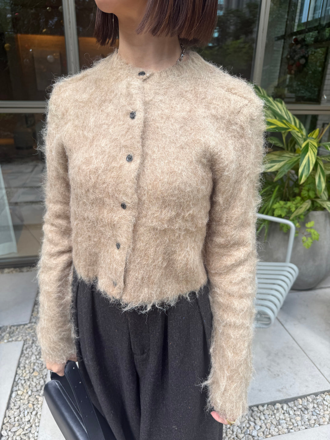 モヘアタッチクロップドカーディガン / ベージュ