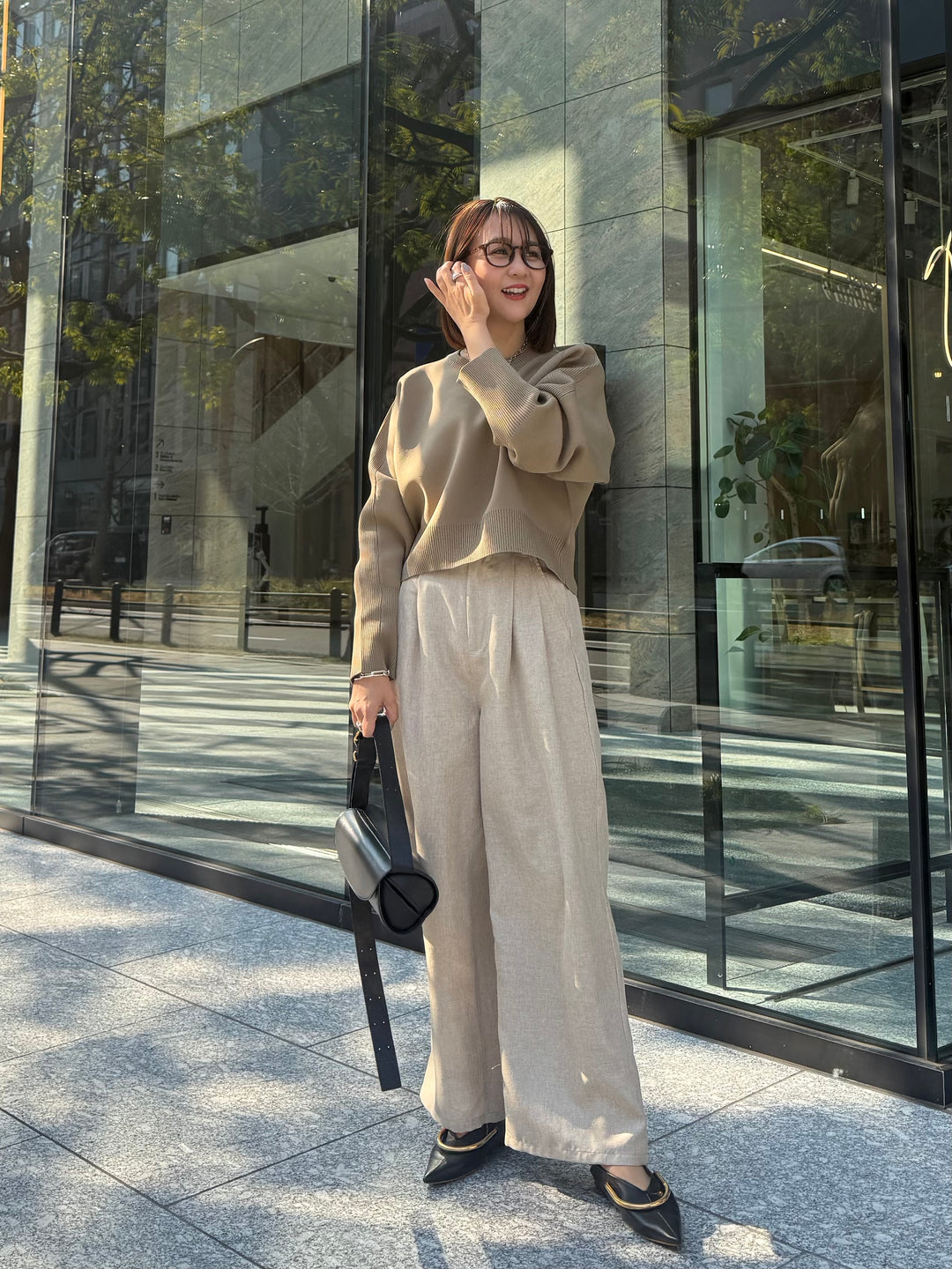 【予約】クロップド丈ダンボールニット / ベージュ(3月上旬発送予定)