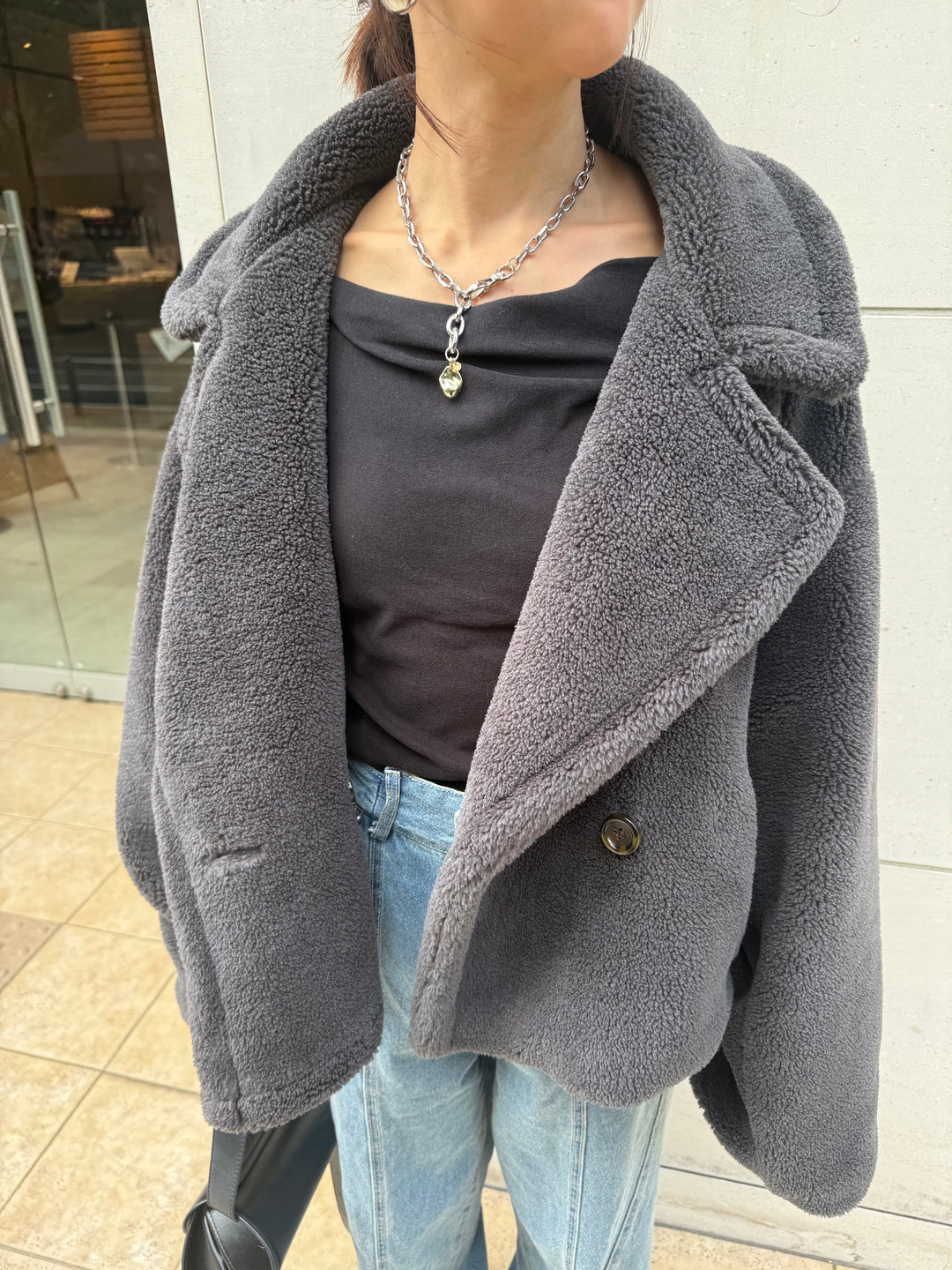 【予約】ボアショートコート / チャコールグレー(11月中旬発送予定)