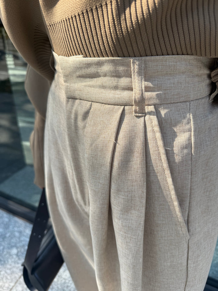 リネンライクタックパンツ / オートミール