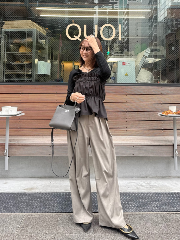 ドレープロングTシャツ / ブラック