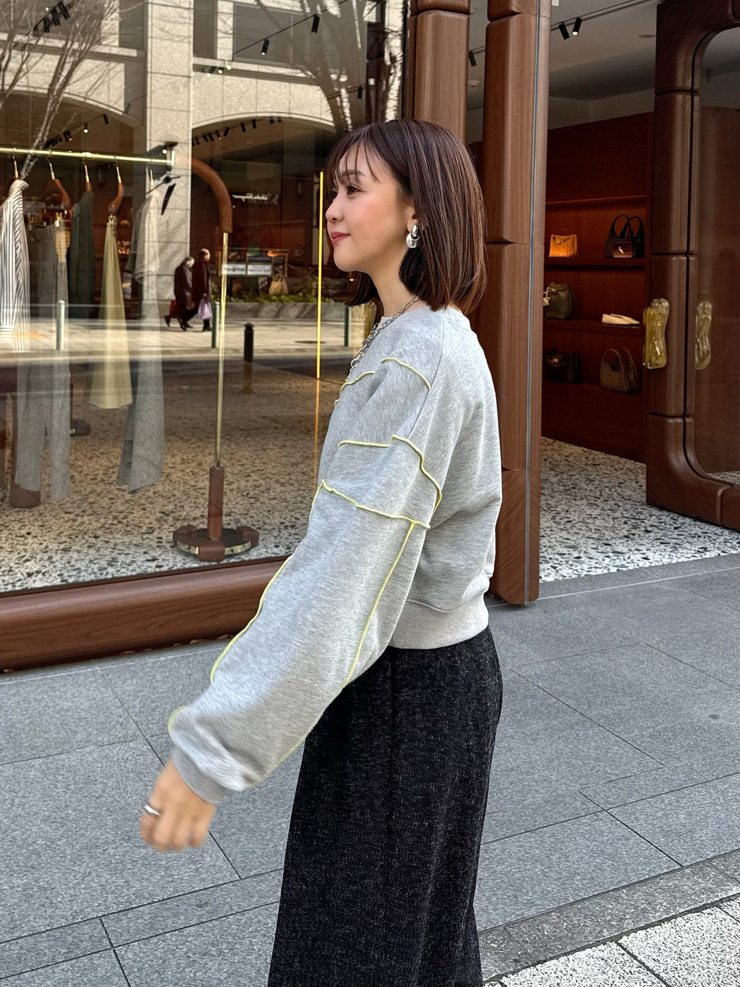 【予約】配色メロープルオーバー／グレー(2月下旬発送予定)