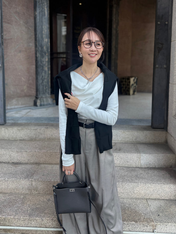 【予約】格子ニットカーディガン / ブラック(3月上旬発送予定)