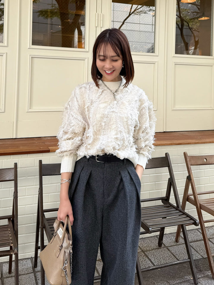 【予約】フリンジニットプルオーパー / アイボリー(11月下旬発送予定)