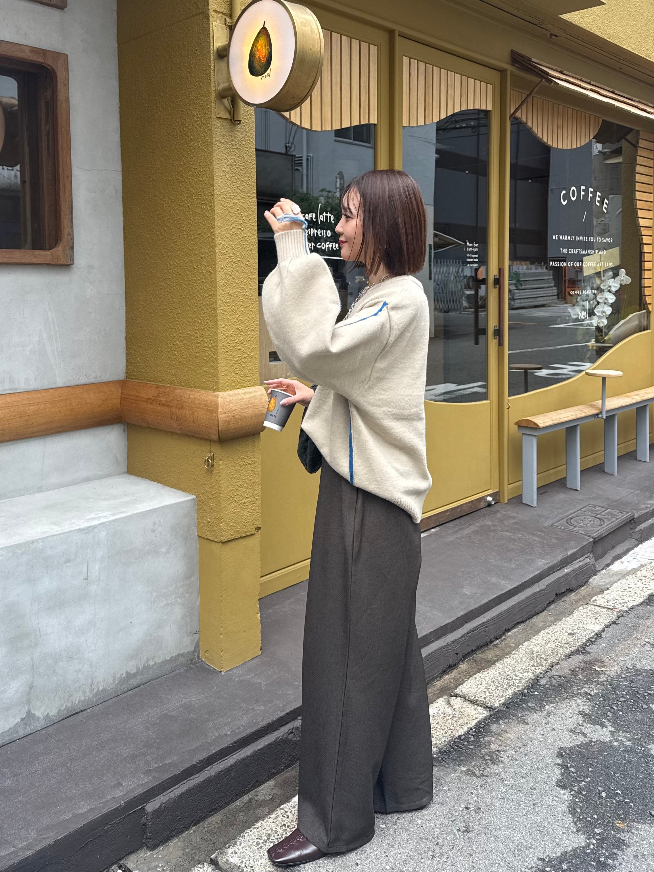 新作300円OFF] アルパカタッチ配色ラインプルオーバー / アイボリー