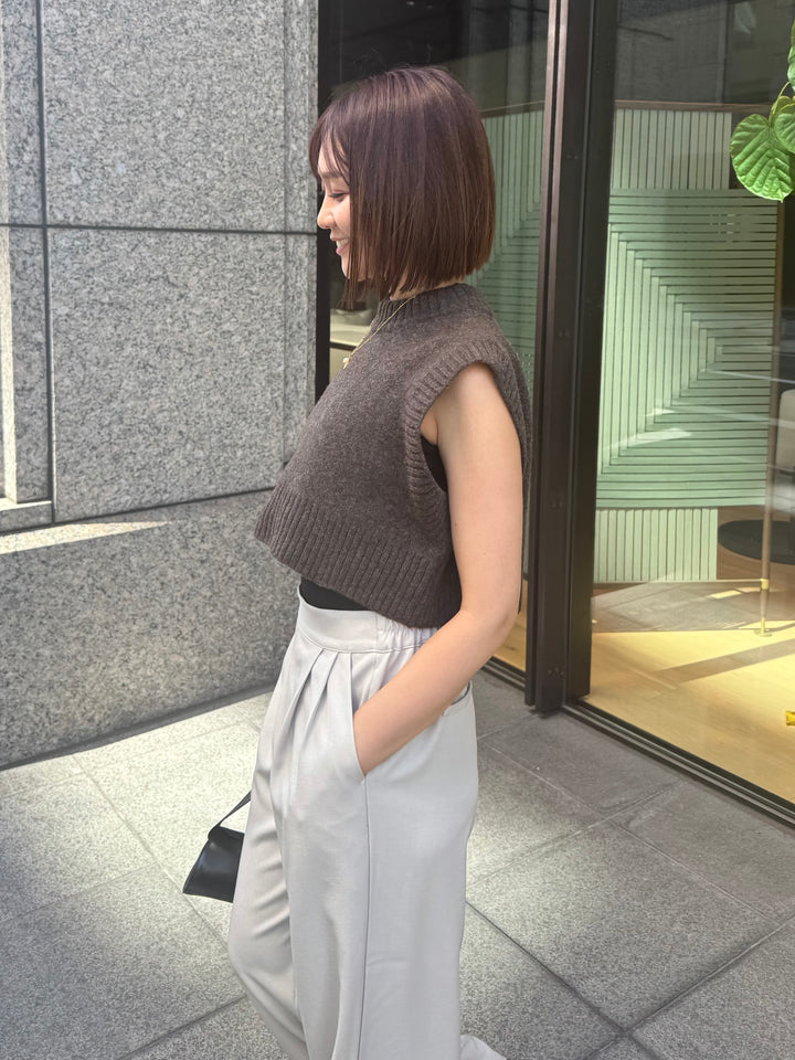 バックスリットニットベスト / ブラウン