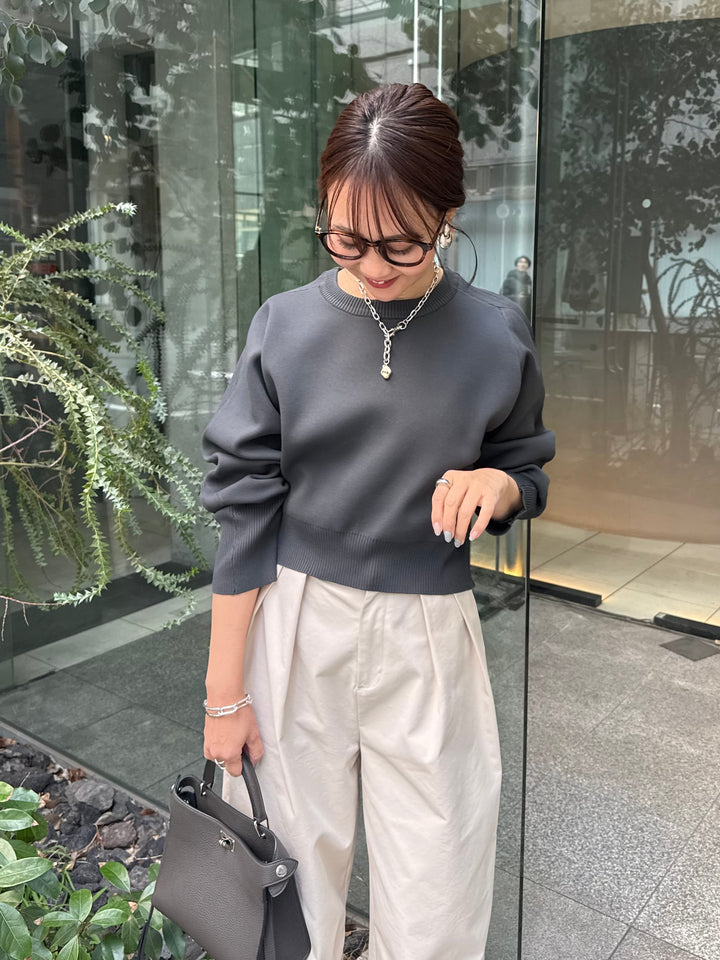 【予約】クロップド丈ダンボールニット /チャコール(3月上旬発送予定)