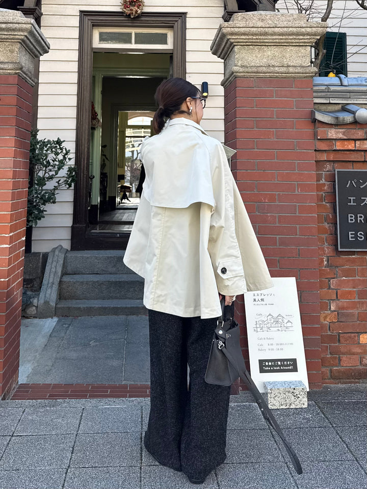 スタンドカラーミドルコート / オフホワイト