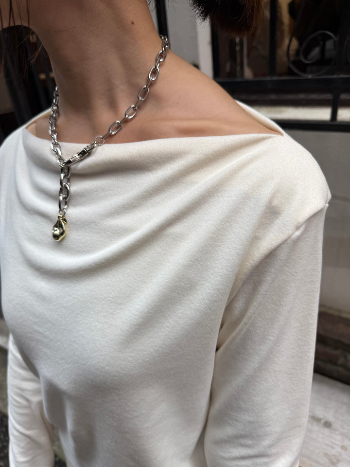 ベロアボートネックプルオーバー / アイボリー