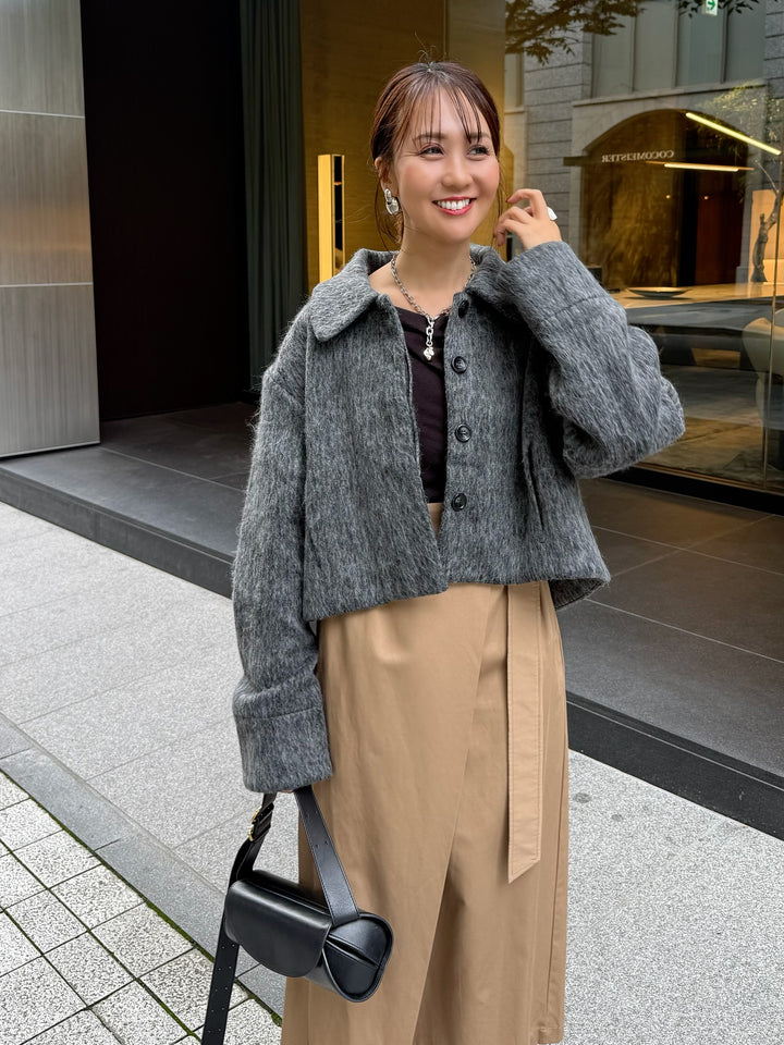 シャギーショートジャケット / グレー