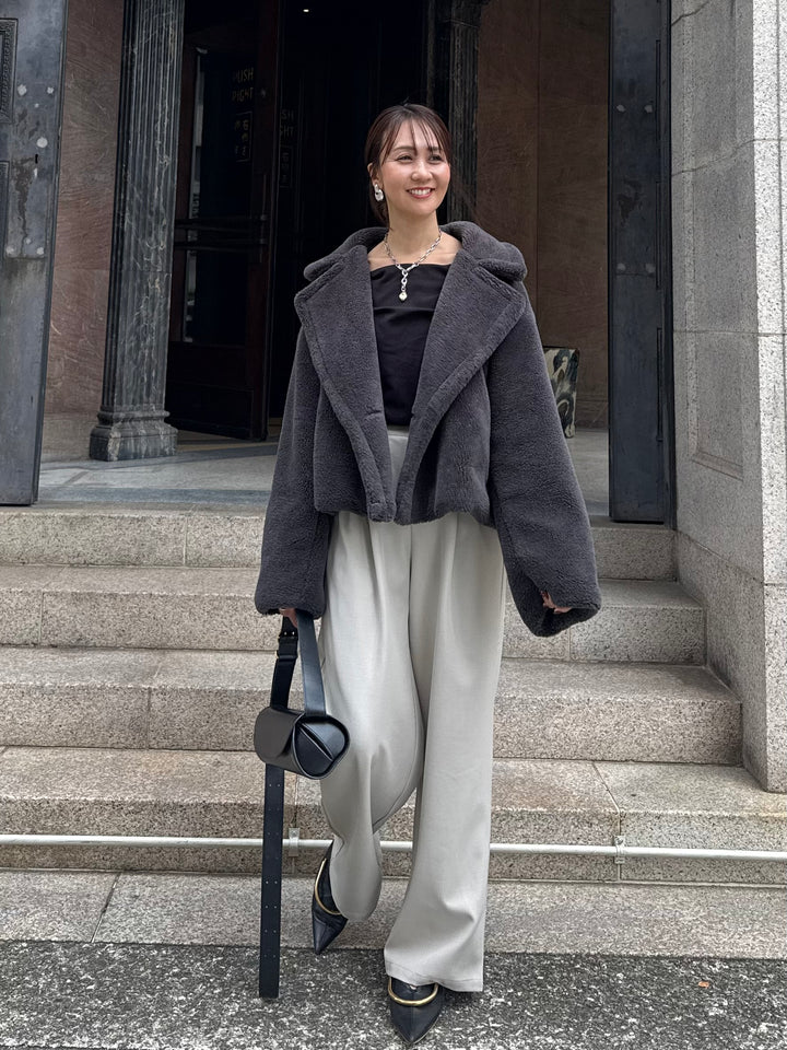 【予約】ボアショートコート / チャコールグレー(11月中旬発送予定)