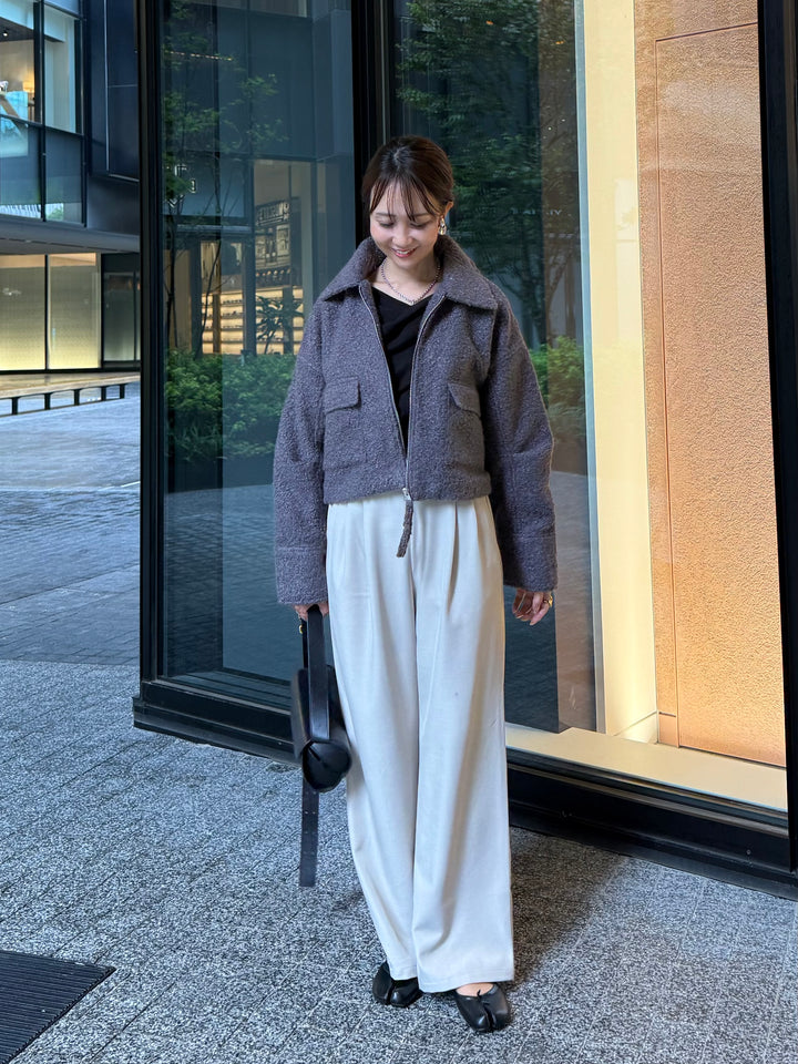 ループツイードショートジャケット / グレー