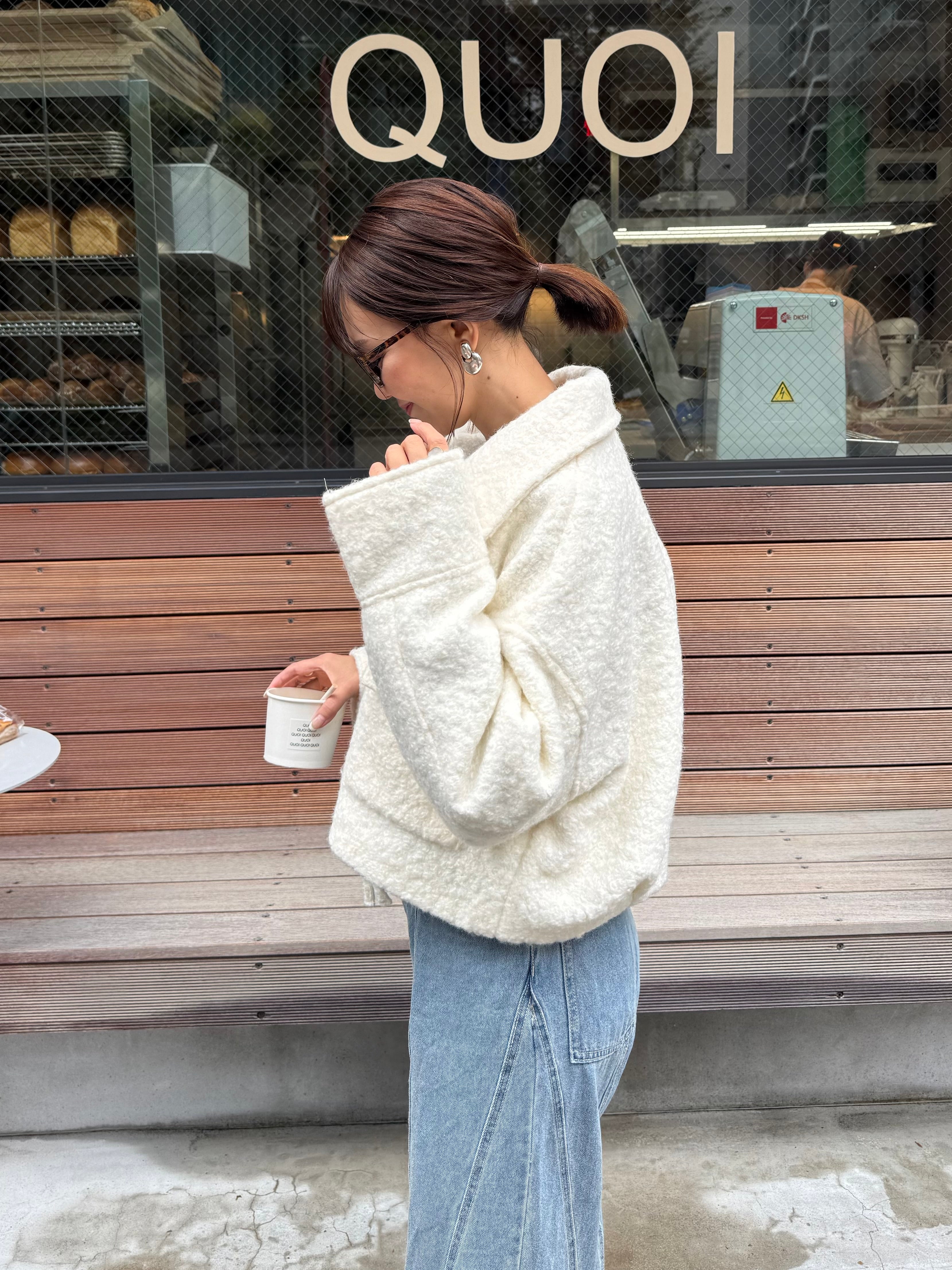 ループツイードショートジャケット / アイボリー – fosie