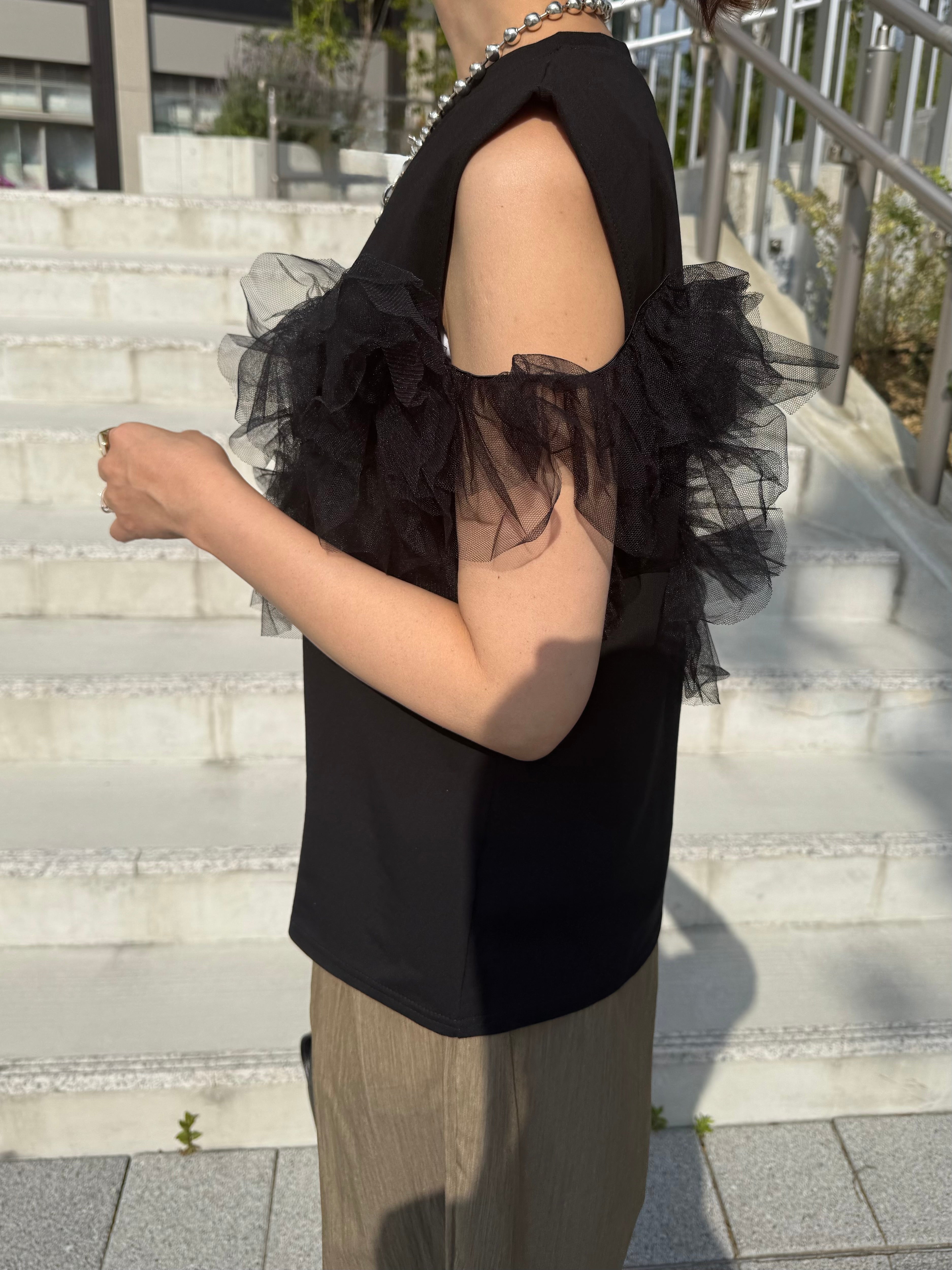 チュールドッキングTシャツ / ブラック – fosie