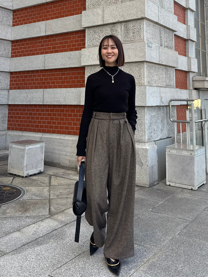 ツイードパイピングパンツ／ブラウン