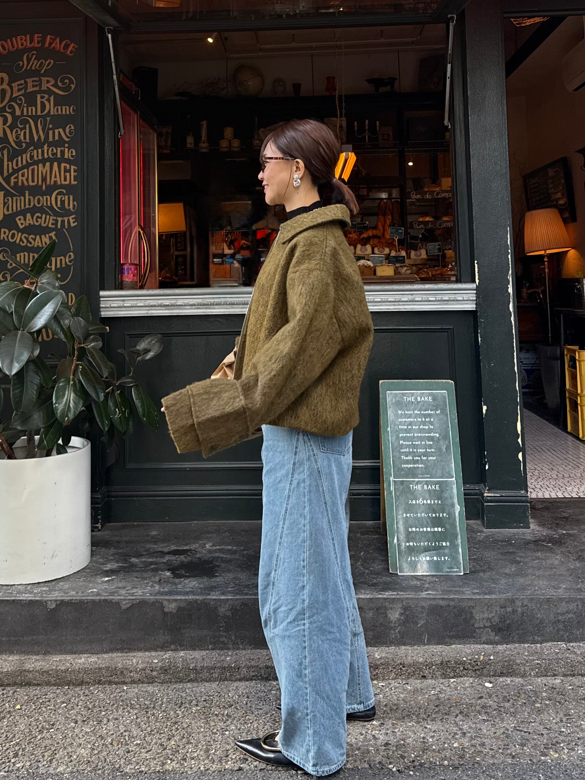 新作300円OFF] シャギー衿付きビッグタブショートブルゾン