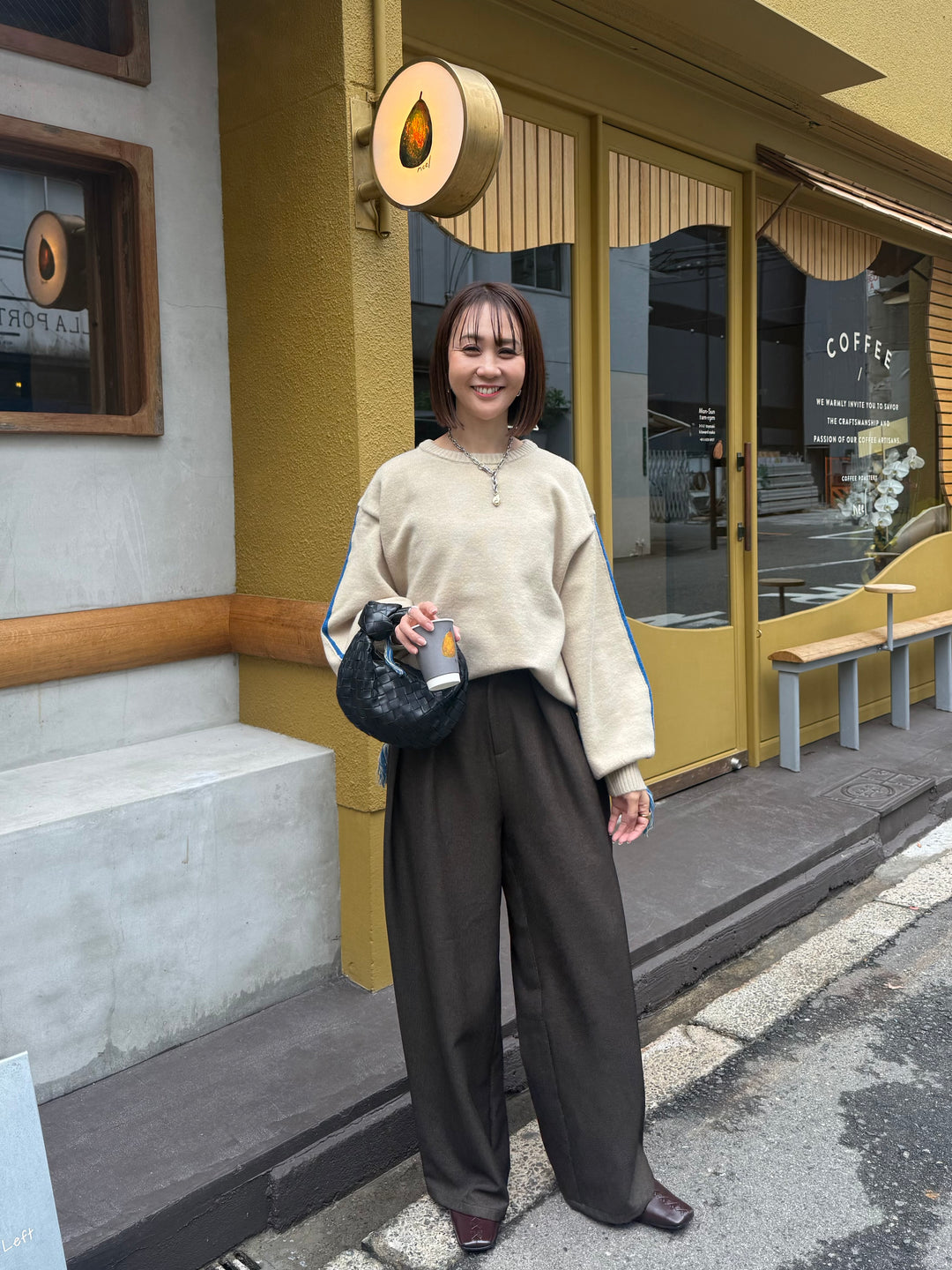 アルパカタッチ配色ラインプルオーバー / アイボリー