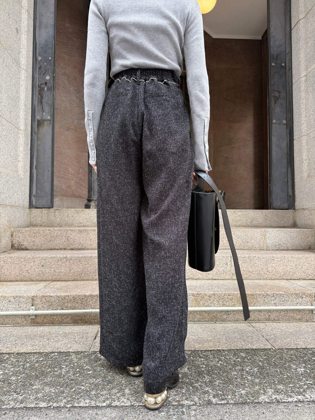 【予約】サマーツイードタックパンツ / ブラック(2月中旬頃発送予定)