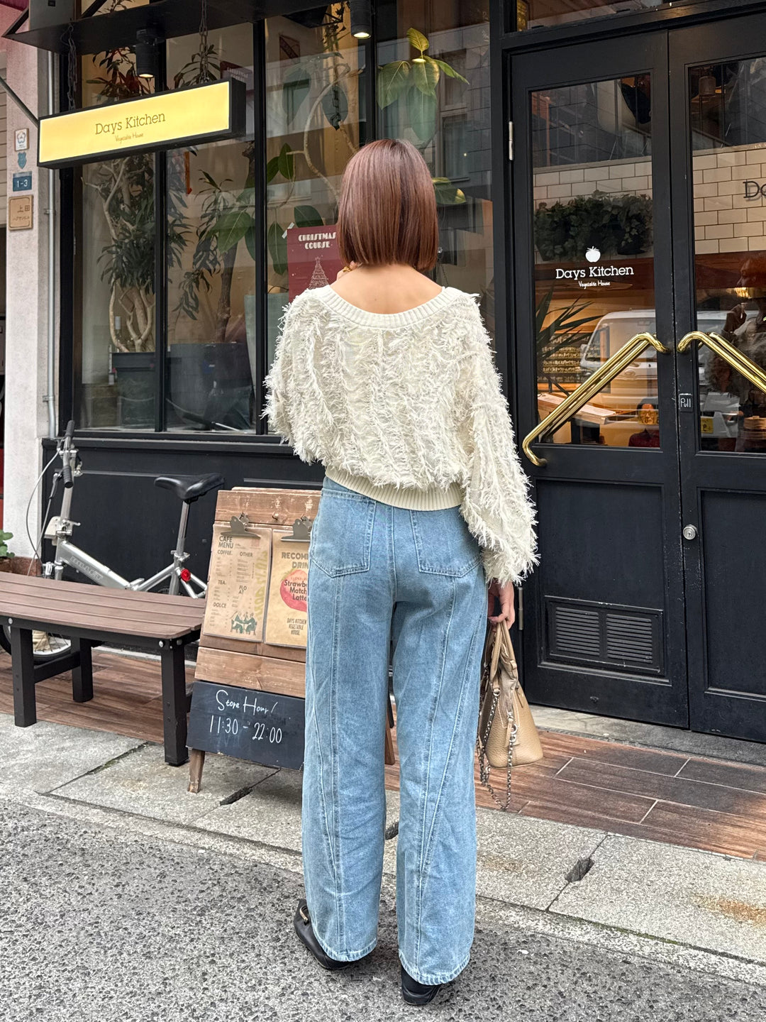 【予約】麻タッチフリンジニットショートカーデ / アイボリー(2月上旬発送予定)