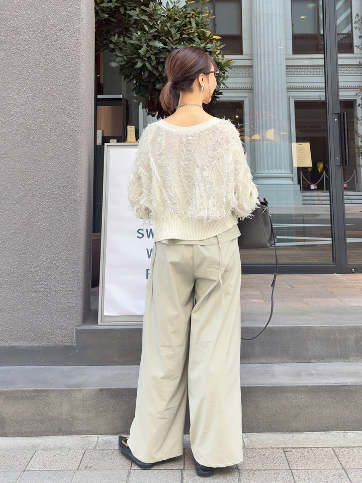 ウォッシャブルフェイクレザーキャミソール / エクリュ