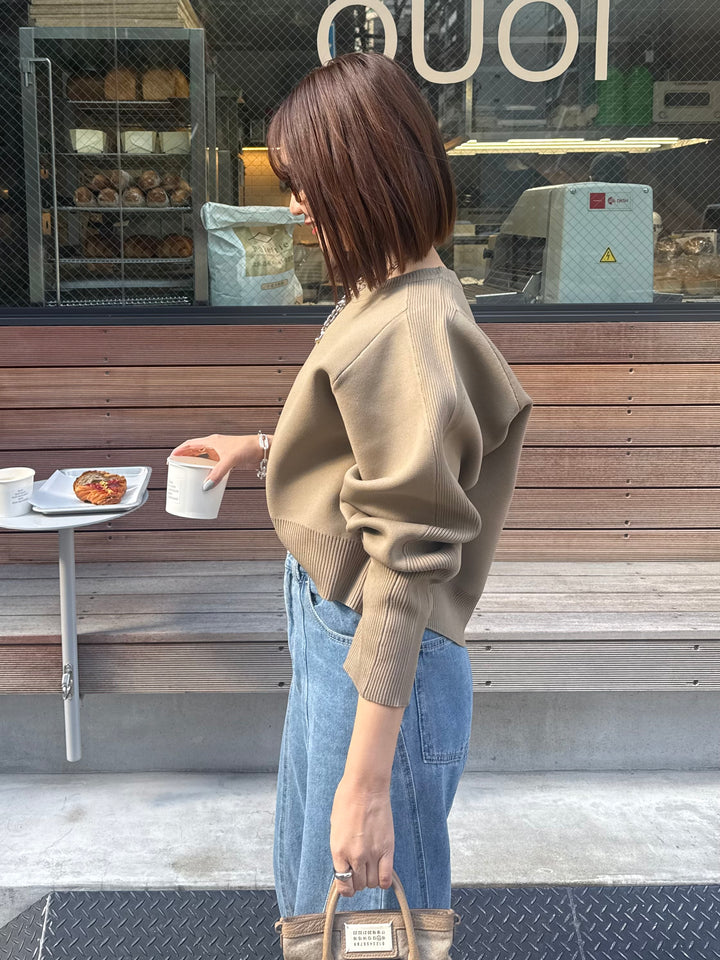【予約】クロップド丈ダンボールニット / ベージュ(3月上旬発送予定)
