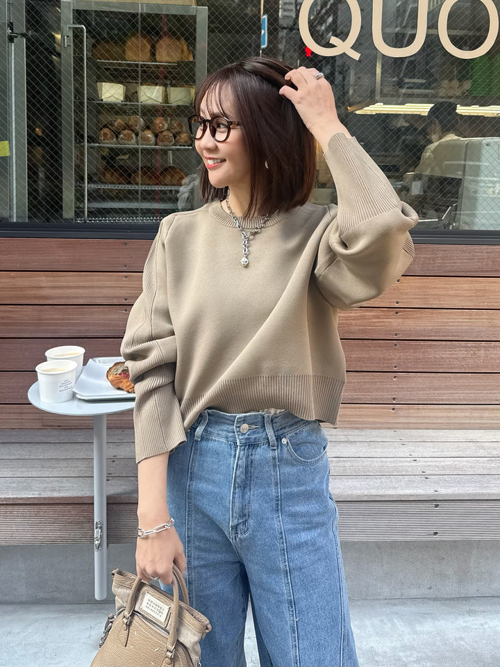 【予約】クロップド丈ダンボールニット / ベージュ(3月上旬発送予定)