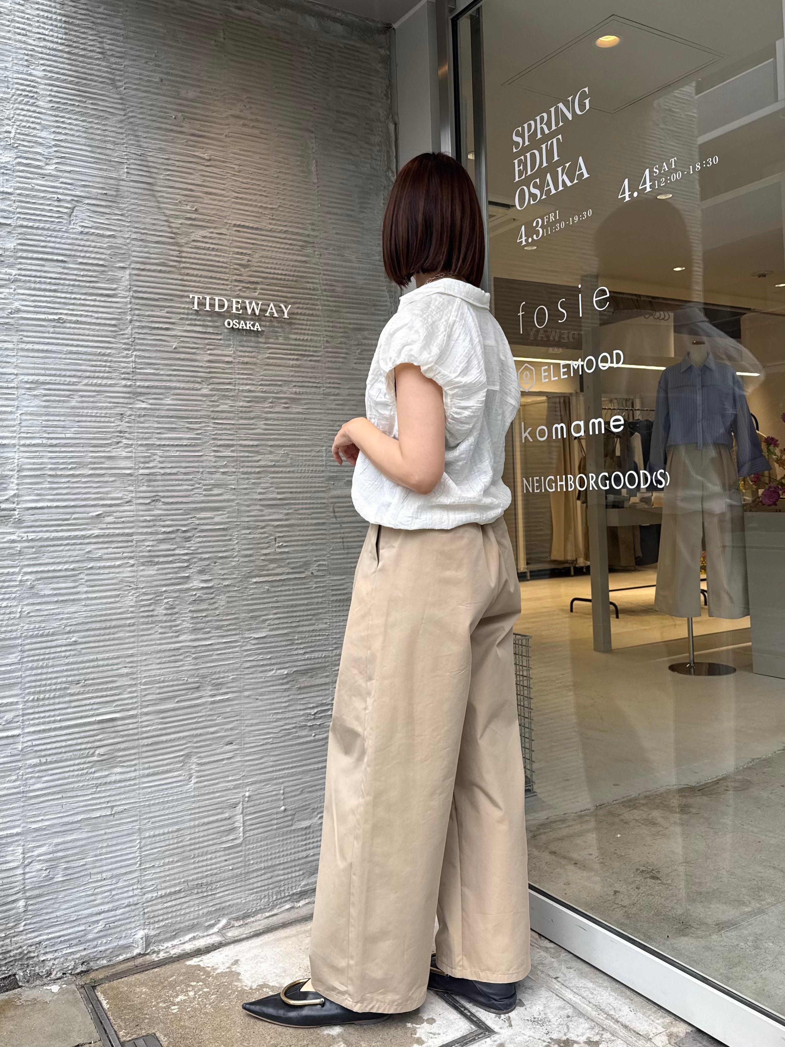 【epa】twill wide pants ツイルワイドパンツS ベージュ 予約】ツイルタックワイドパンツ / ベージュ(6月上旬発送予定) – fosie
