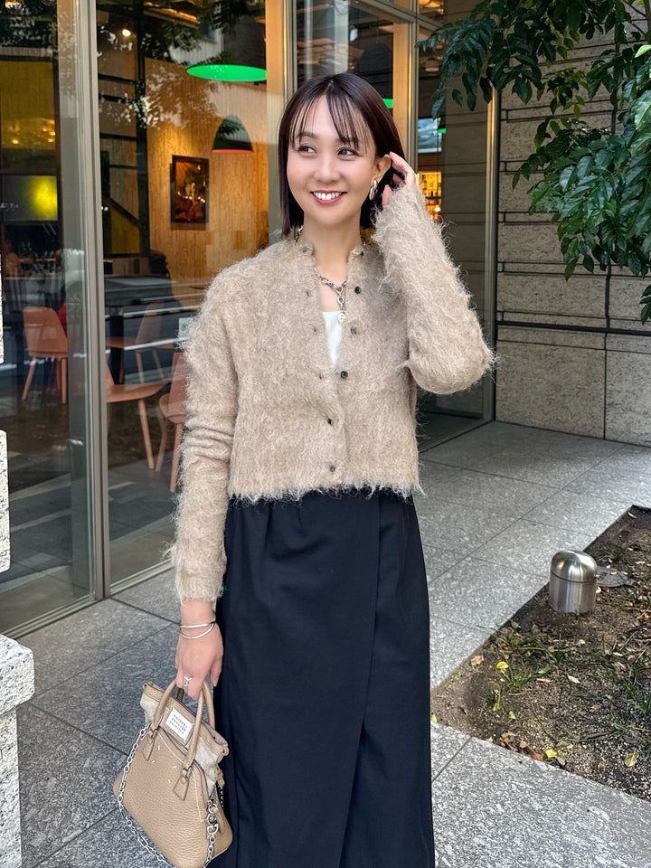 モヘアタッチクロップドカーディガン / ベージュ