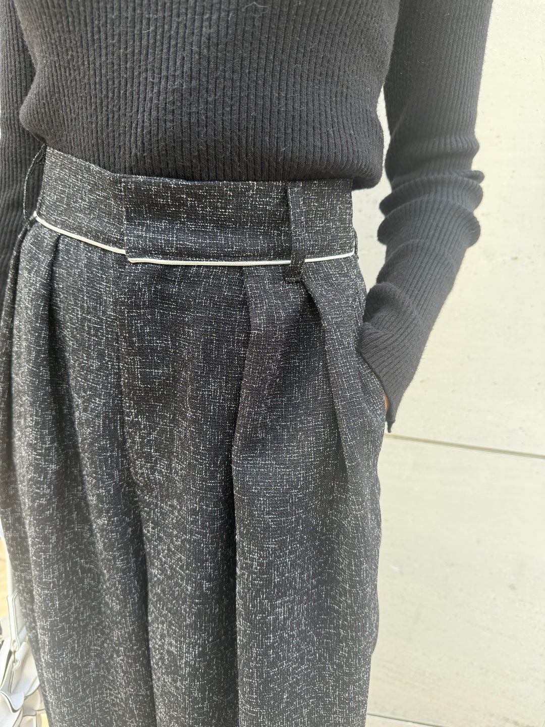 【予約】サマーツイードタックパンツ / ブラック(2月中旬頃発送予定)