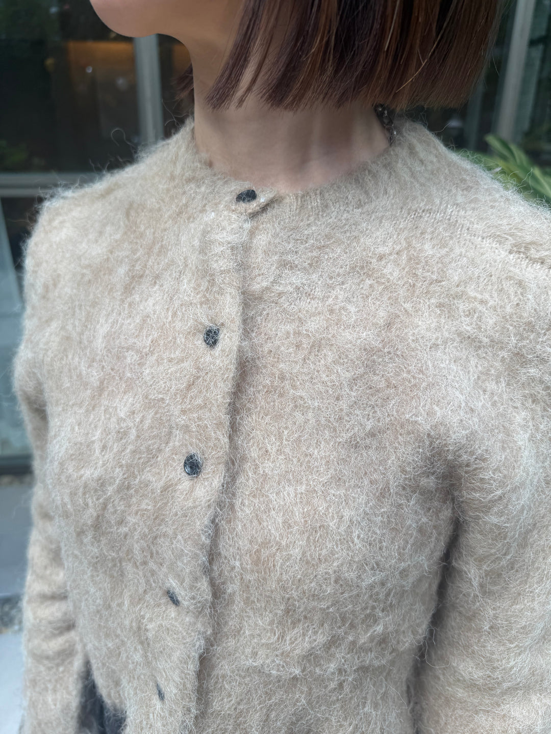 モヘアタッチクロップドカーディガン / ベージュ