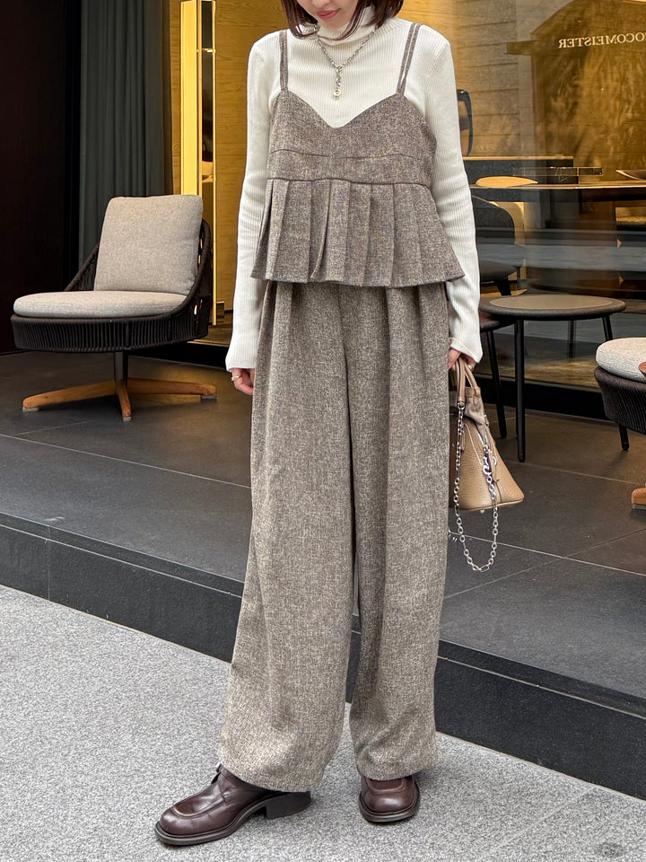 【予約】サマーツイードタックパンツ / ブラウン(2月中旬頃発送予定)