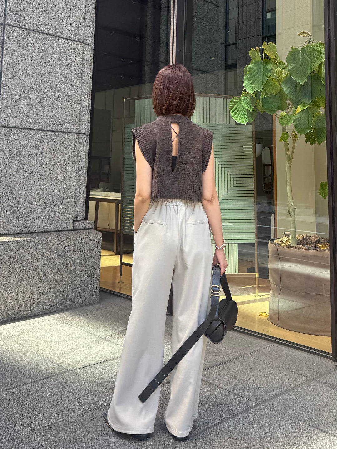 ツイルタックストレートパンツ / エクリュ