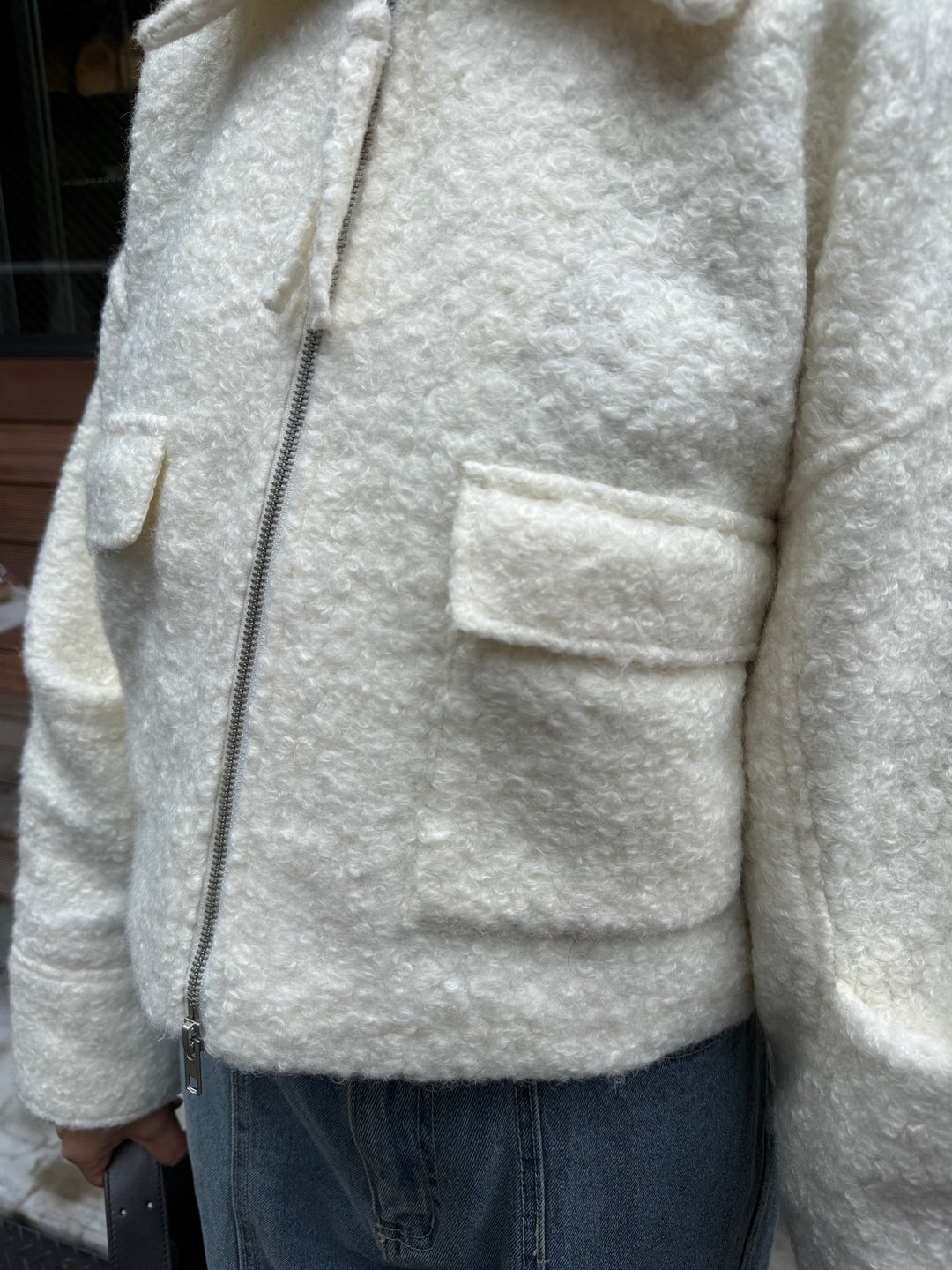 ループツイードショートジャケット / アイボリー