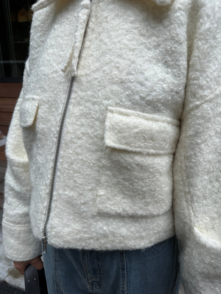 ループツイードショートジャケット / アイボリー