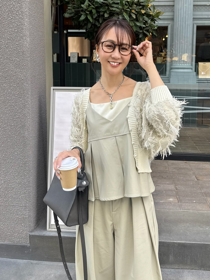 ウォッシャブルフェイクレザーキャミソール / エクリュ