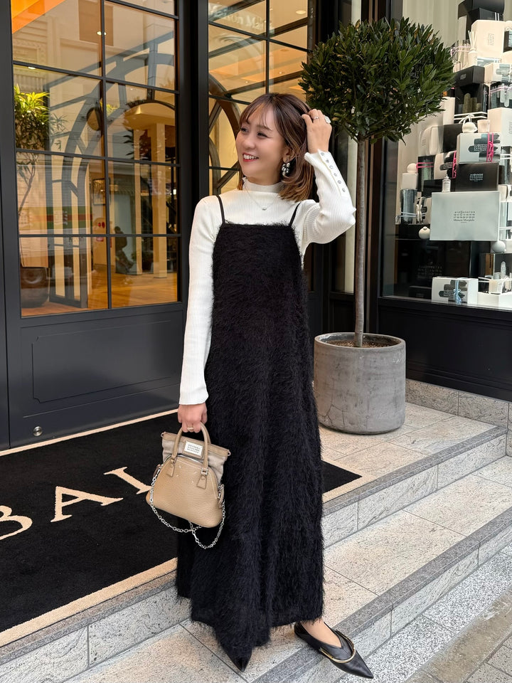 袖ボタンハイネックニット / アイボリー