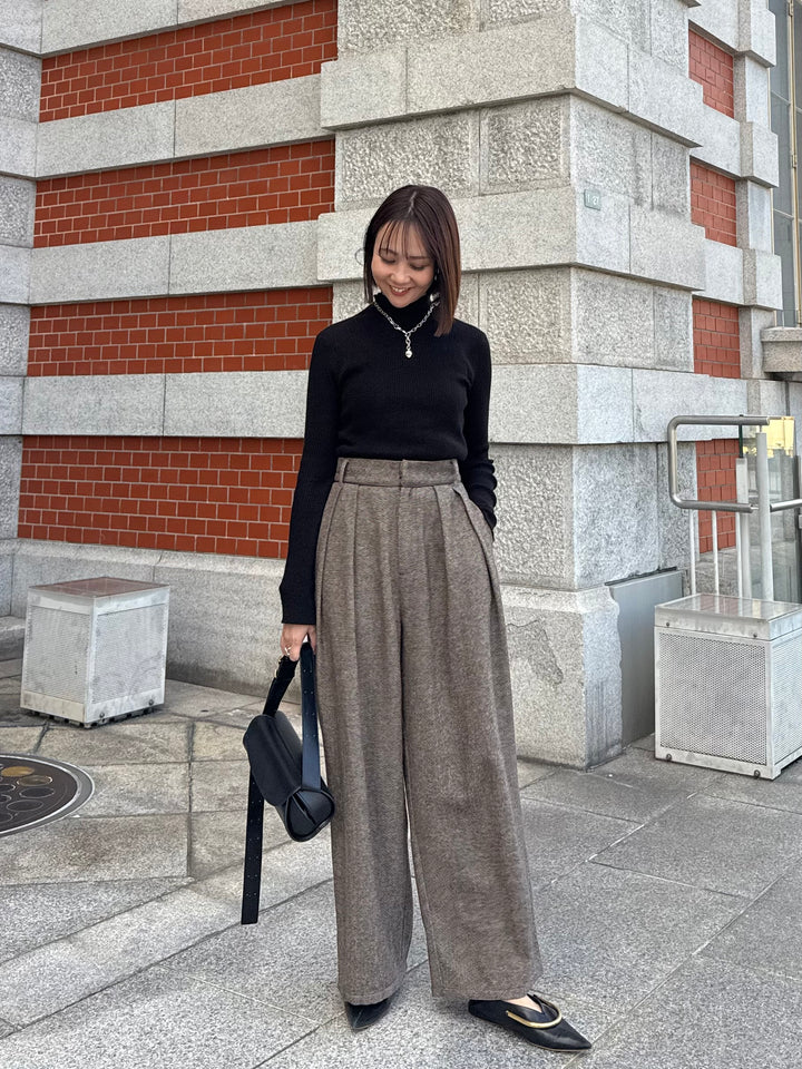 ツイードパイピングパンツ／ブラウン