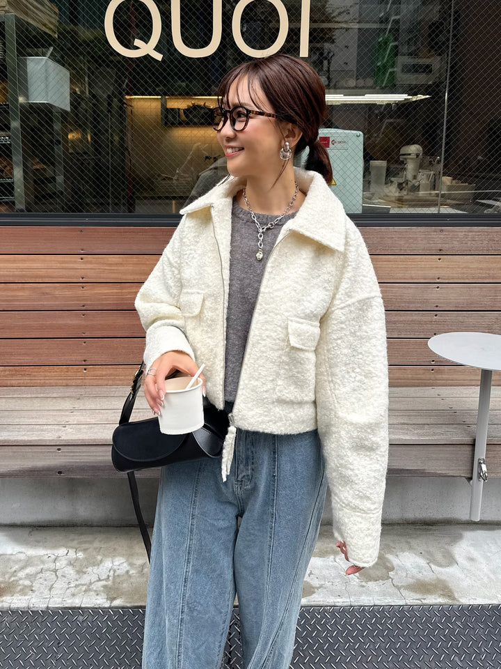 ループツイードショートジャケット / アイボリー