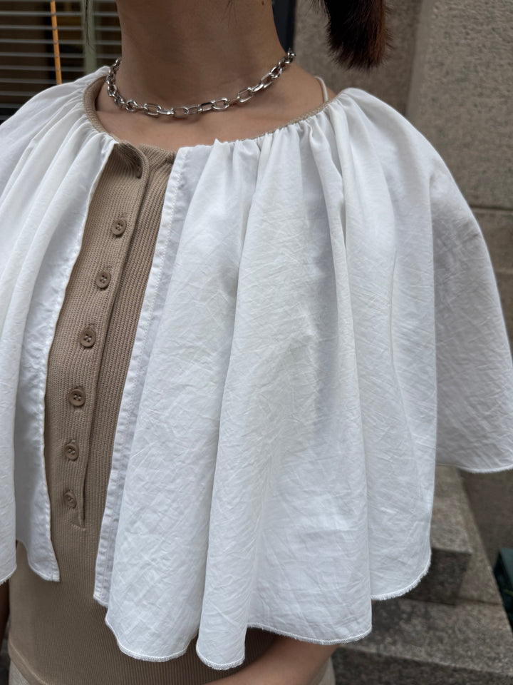 ケープドッキングリブトップス / ベージュ