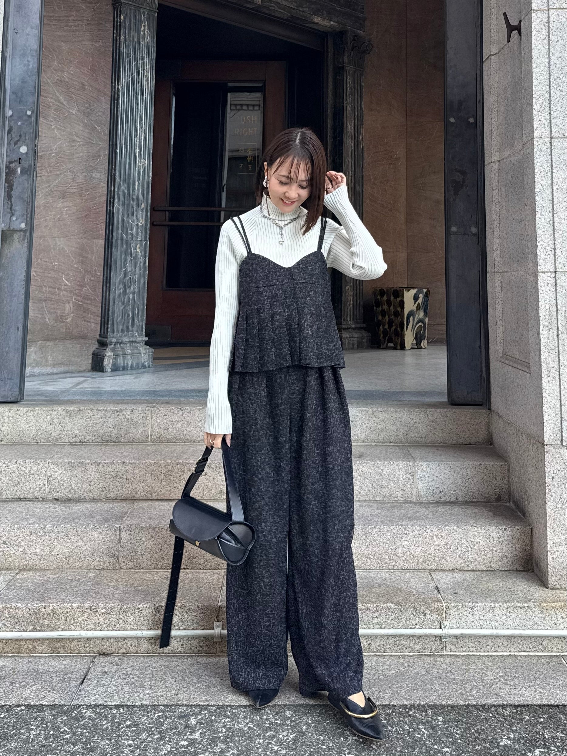 新作300円OFF]【予約】[SET] サマーツイードプリーツキャミ / ブラック