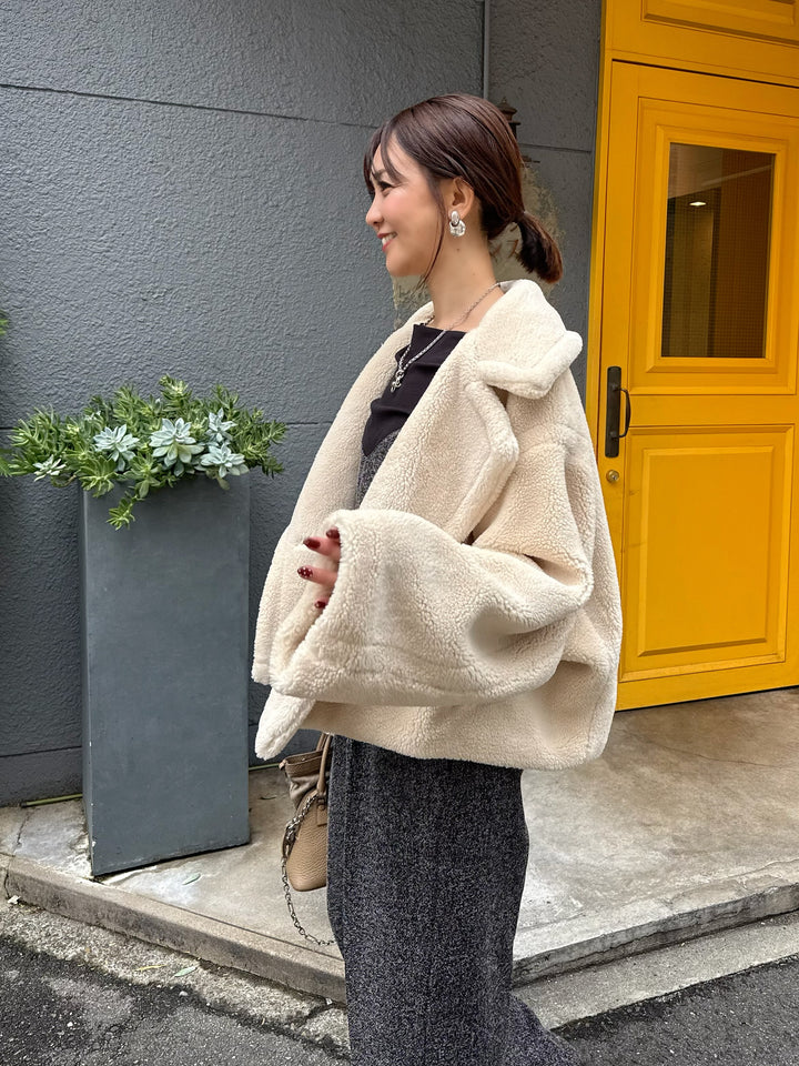 【予約】ボアショートコート / ライトベージュ(12月中旬発送予定)