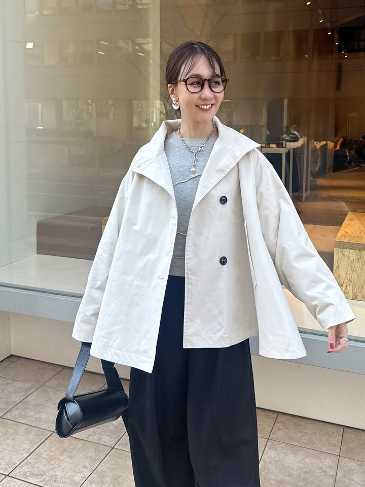 スタンドカラーミドルコート / オフホワイト