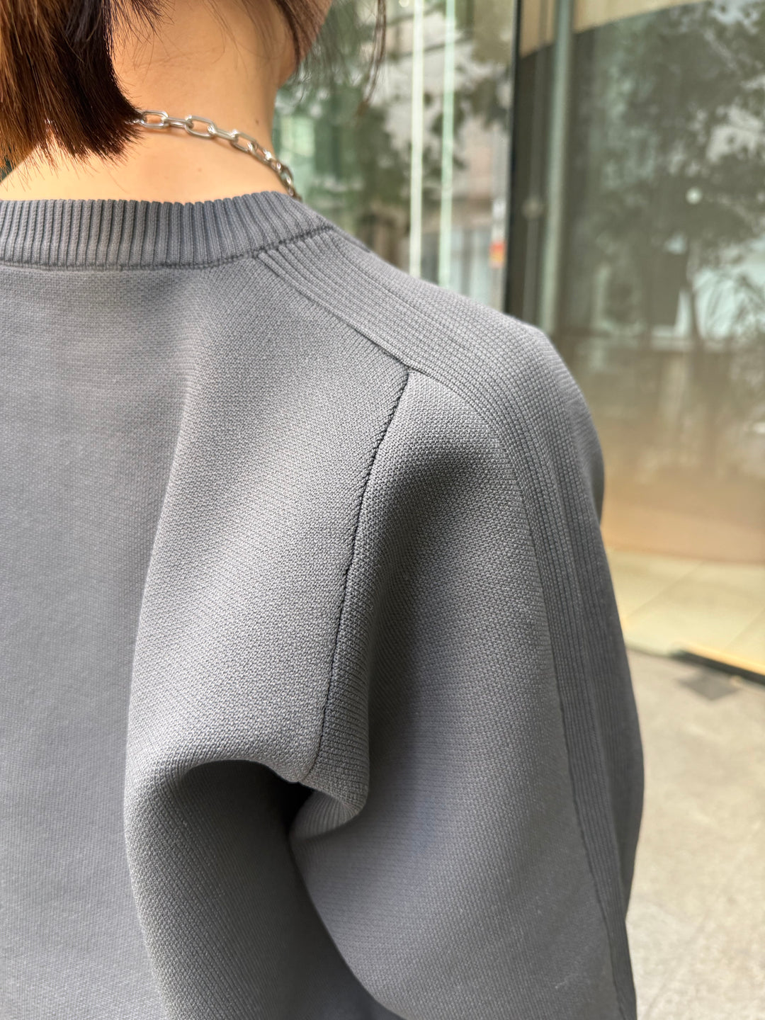 【予約】クロップド丈ダンボールニット /チャコール(3月上旬発送予定)