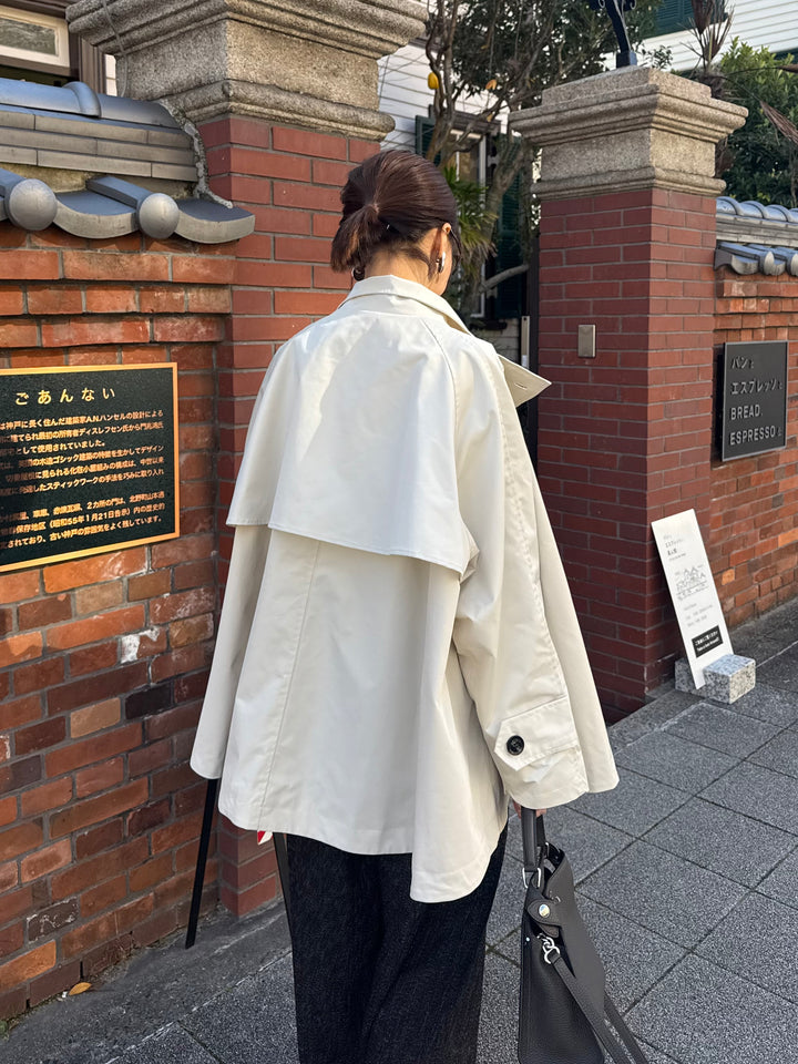 スタンドカラーミドルコート / オフホワイト